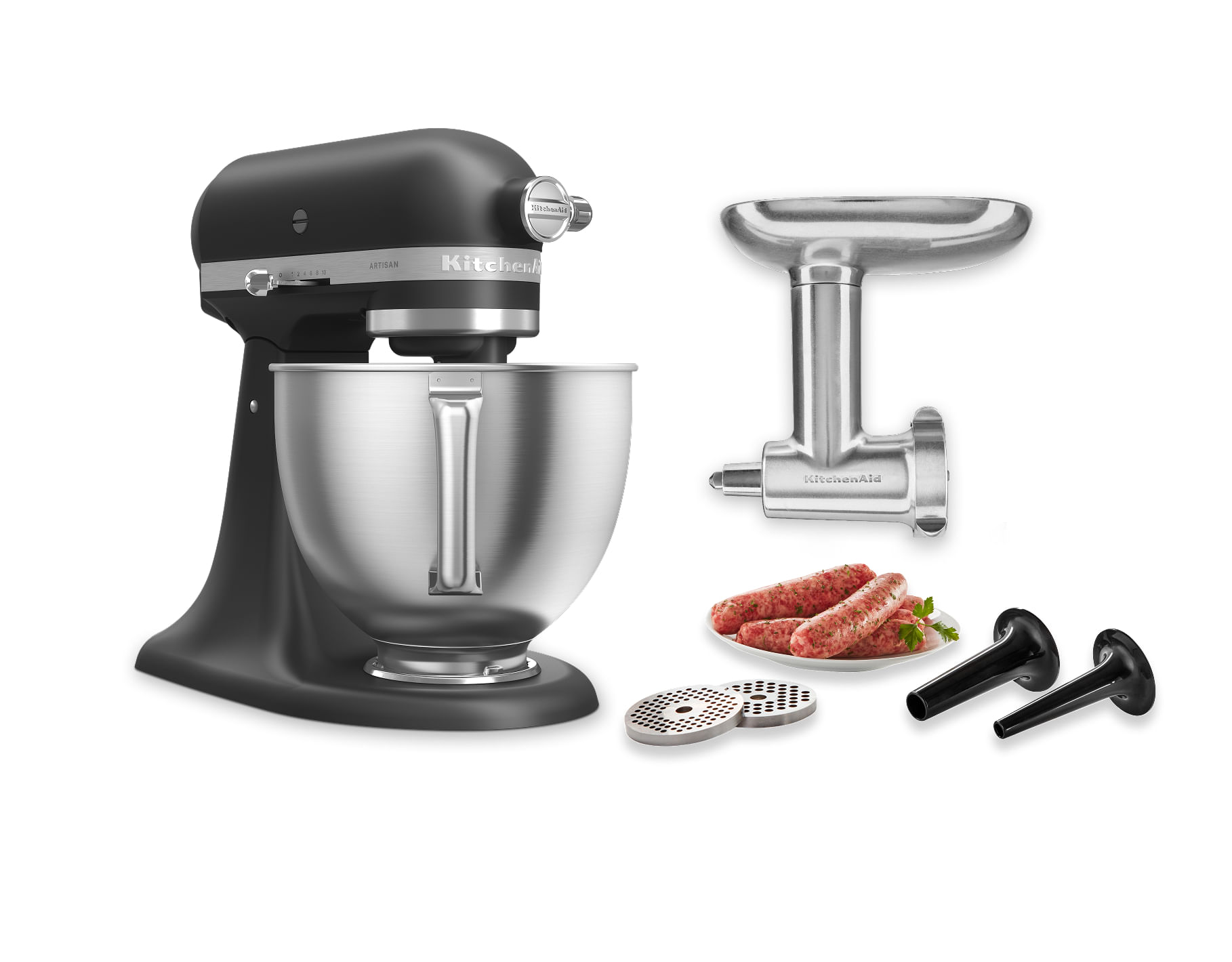Artisan® 5-Qt Mixer with Premium Touchpoints & Metal Food Grinder Attachment - Black Matte